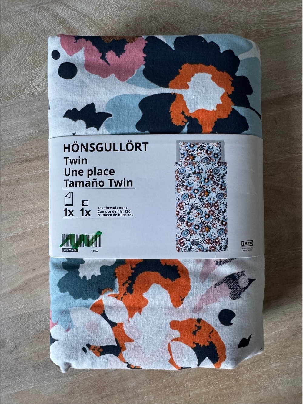 IKEA HÖNSGULLÖRT Twin Sheet Set with Floral Pattern